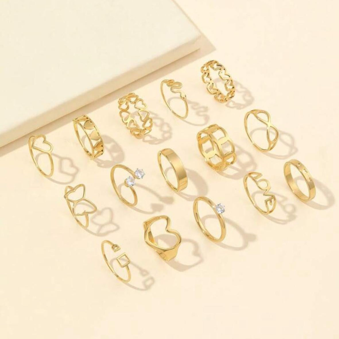 Anillos Variados de Acero Inoxidable Dorados Talla 7 (Precio por Unidad)