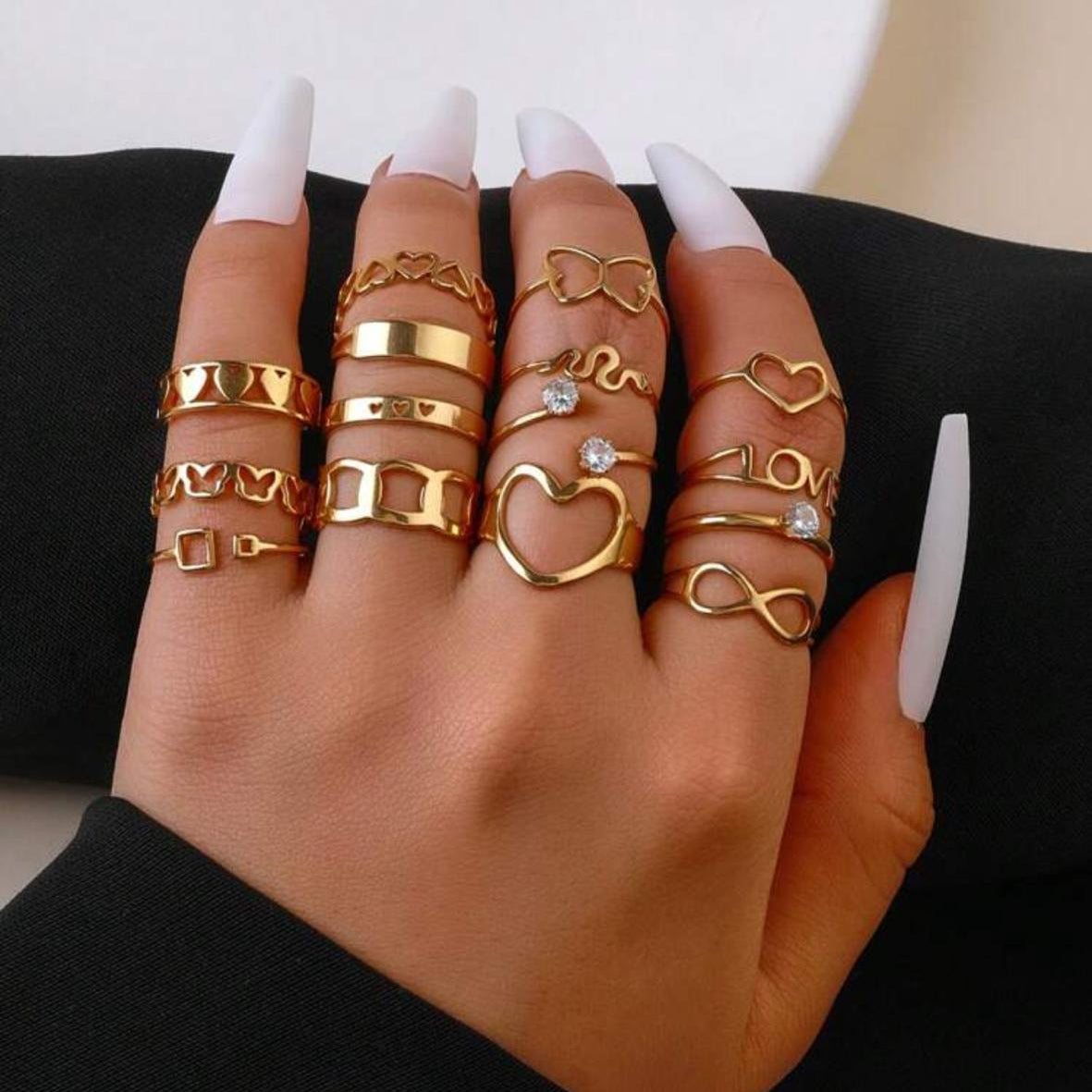 Anillos Variados de Acero Inoxidable Dorados Talla 7 (Precio por Unidad)