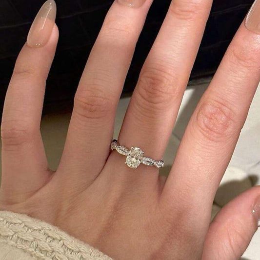 Anillo de Promesa/Compromiso Plata de Ley 925 Entrelazado con Piedras Circonita Cúbica Talla 6