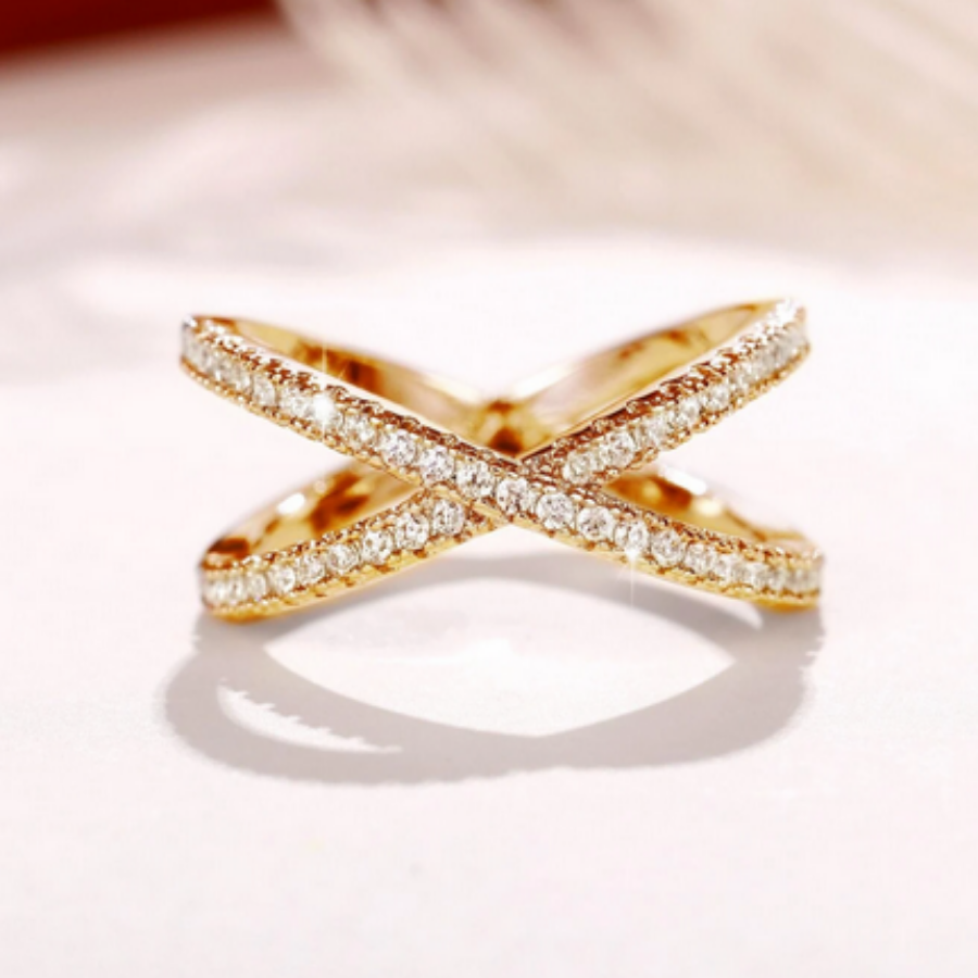 Anillo Xpectacular con Zirconias Dorado TALLA 7