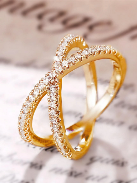 Anillo Xpectacular con Zirconias Dorado TALLA 7