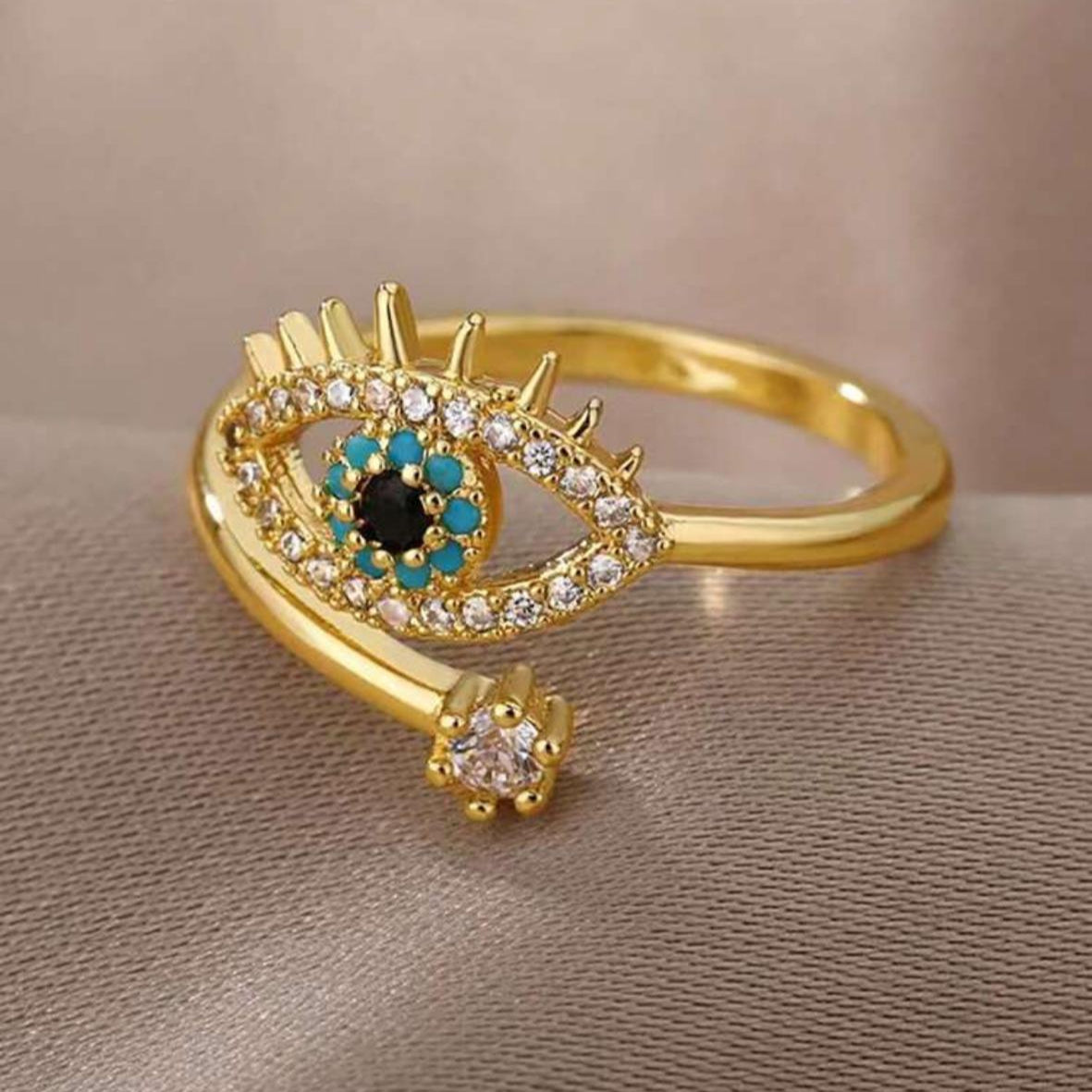 Anillo de Ojo Turco Dorado