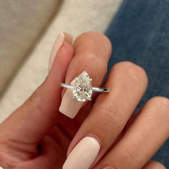 Anillo de Promesa/Compromiso Plata de Ley 925 con Piedra Circonita Cúbica 2 CT Talla 6