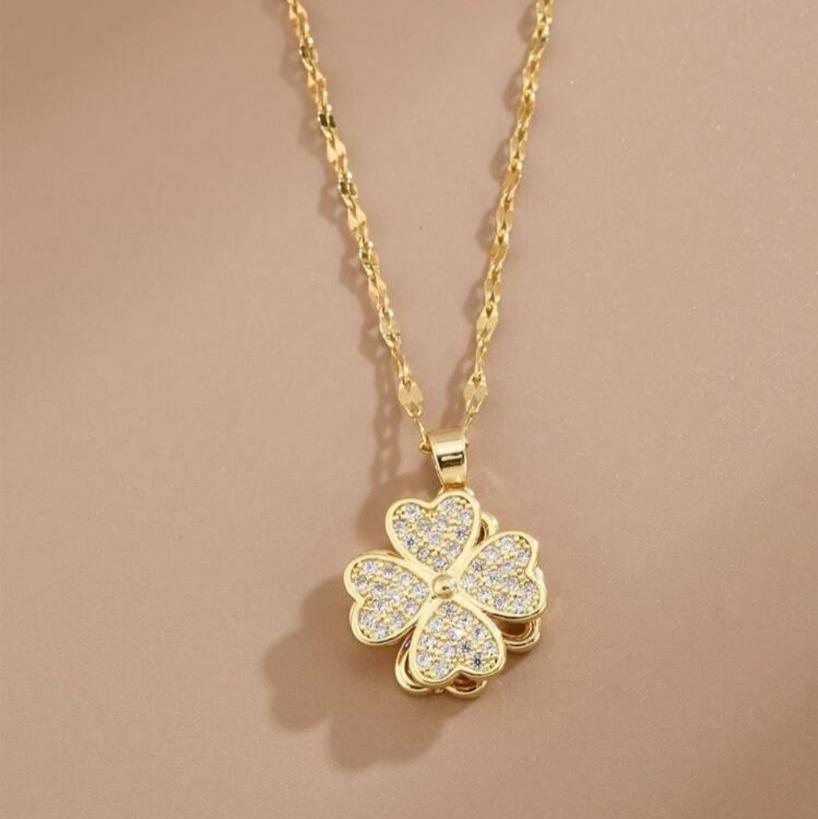Collar De Trebol De 4 Hojas Giratorio-Antistress