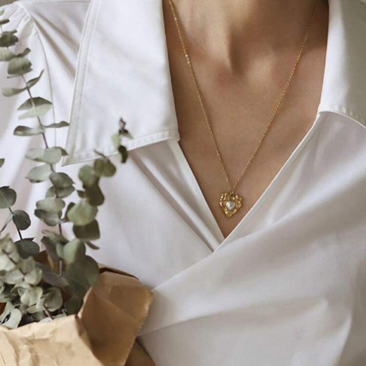 Collar de Corazón con Perla