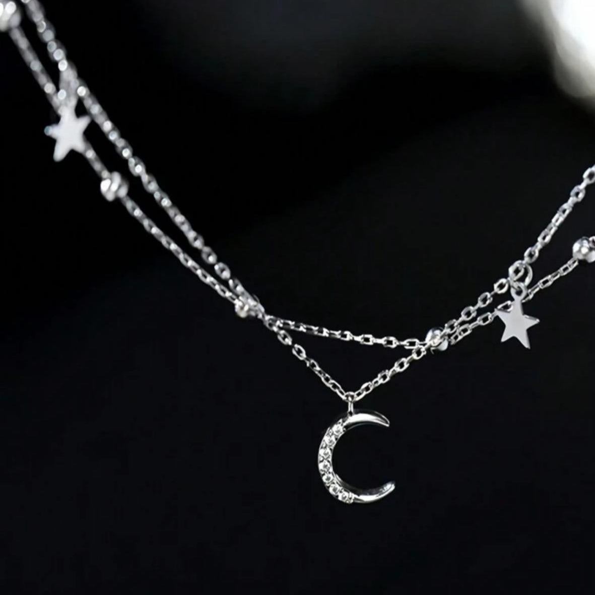Pulsera - Tobillera de Luna y Estrella de Plata 925