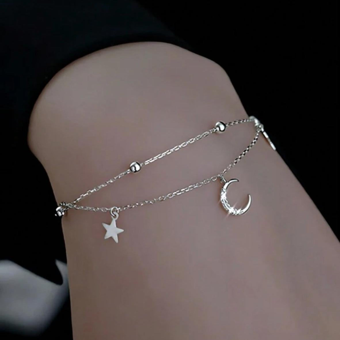 Pulsera - Tobillera de Luna y Estrella de Plata 925