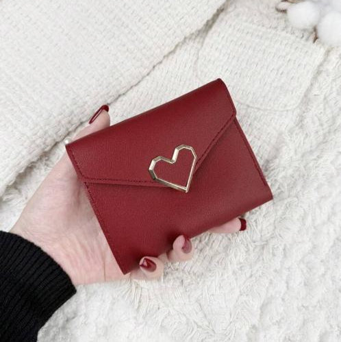 Monedero Billetera con Corazón en el Cierre (Colores Rojo, Rosa Vieja, Rosa Pálido y Negro)