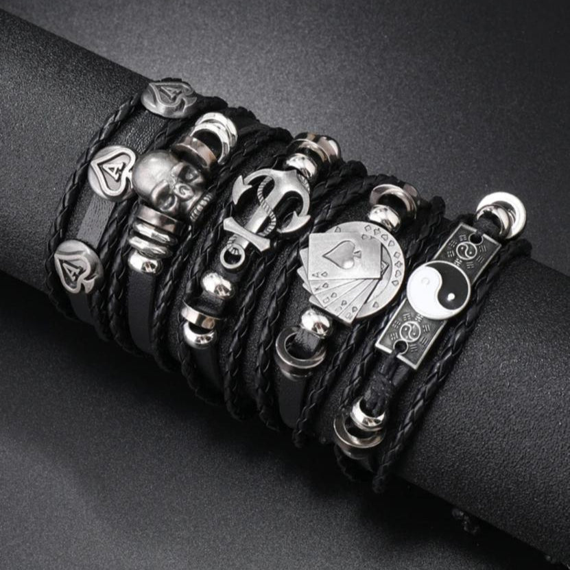 Pulseras Variadas de Semicuero con Dije Unisex Precio C/U
