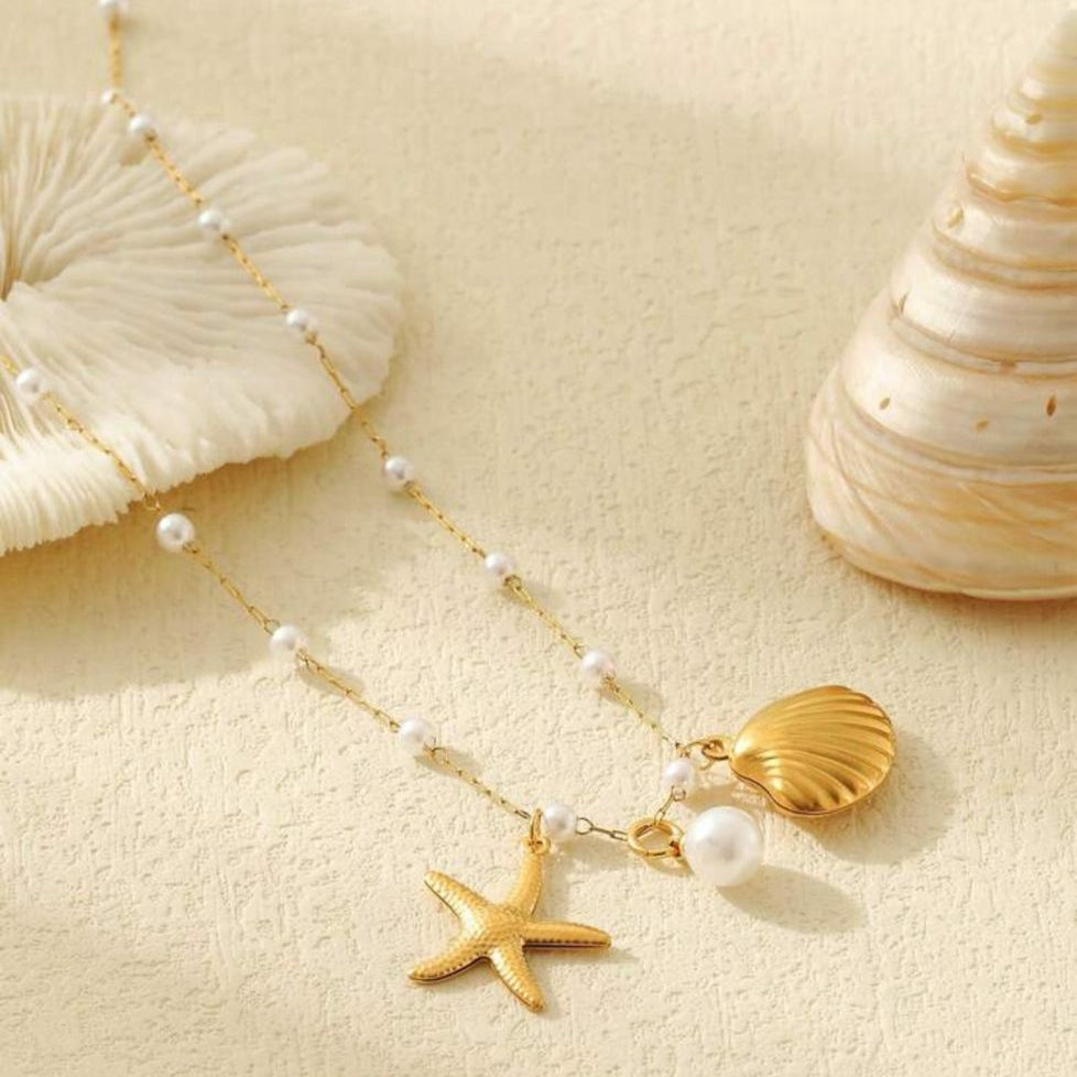 Collar de Perlas con Estrella y Concha