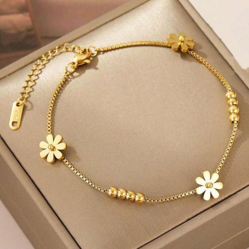 Pulsera - Tobillera con Girasoles y Cuentas