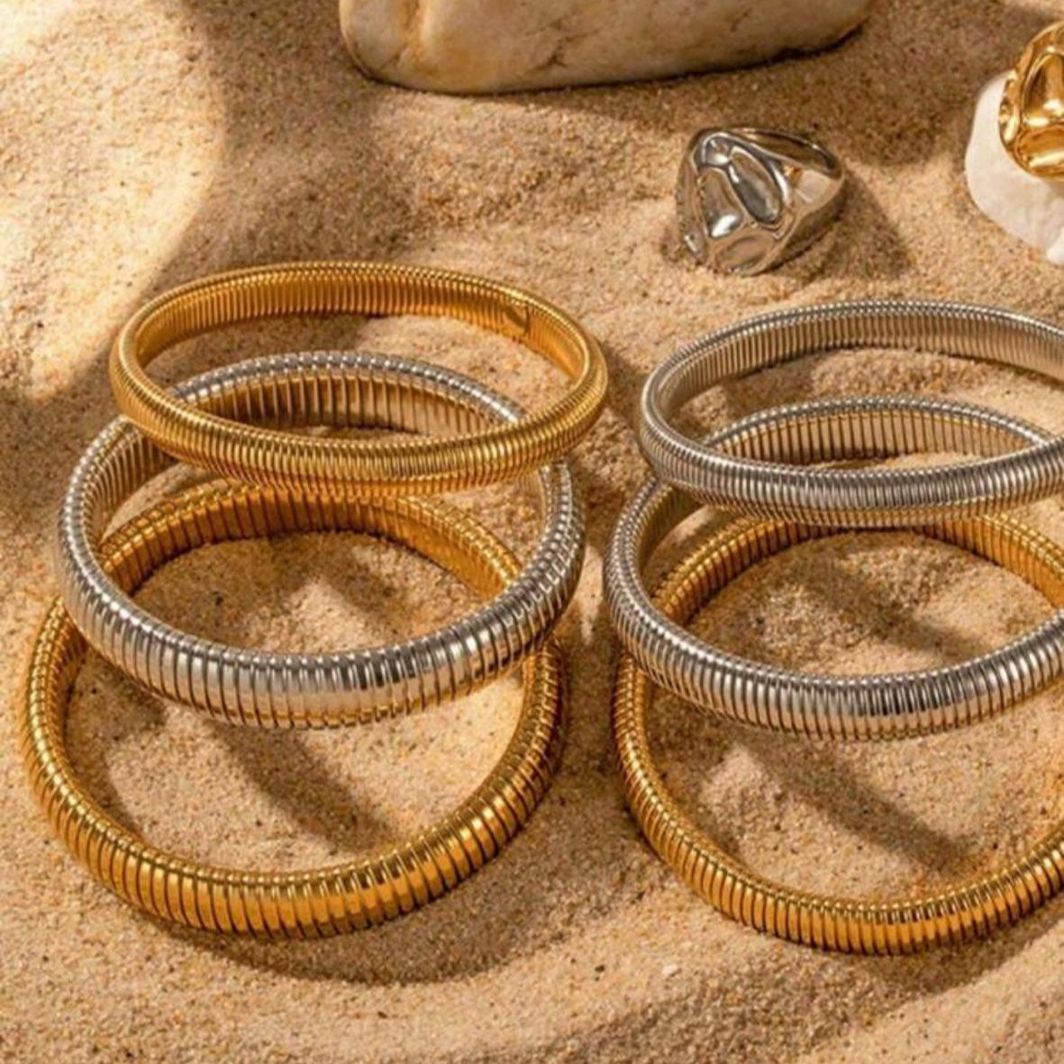 Pulsera Nueva Tendencia Aros Elásticos 8 mm (Plateada)