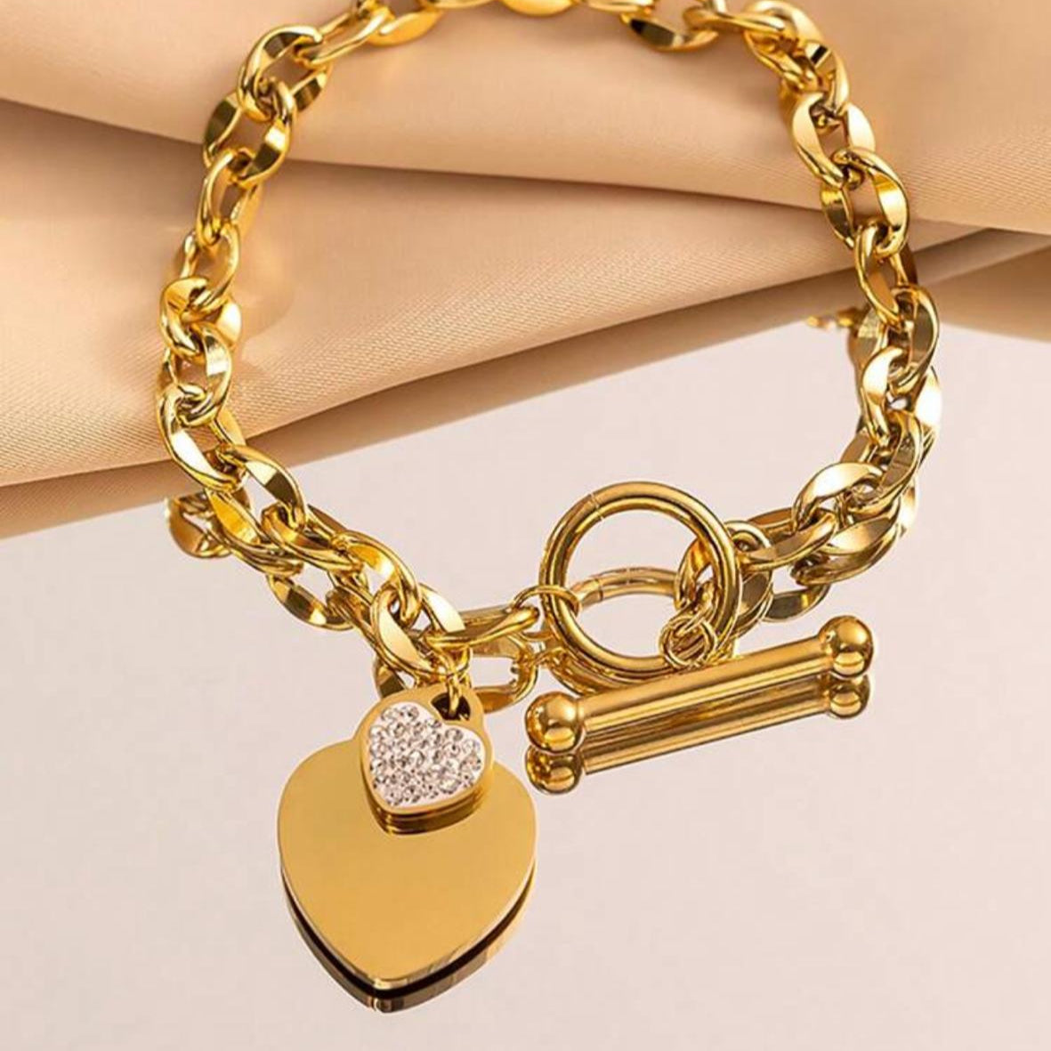 Pulsera con Doble Corazón