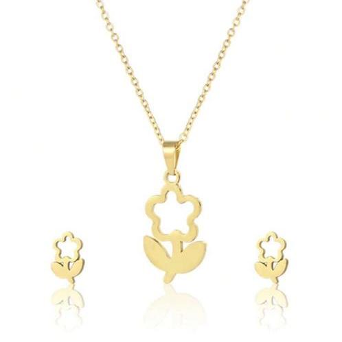Set De Collar Y Zarcillos Con Flor