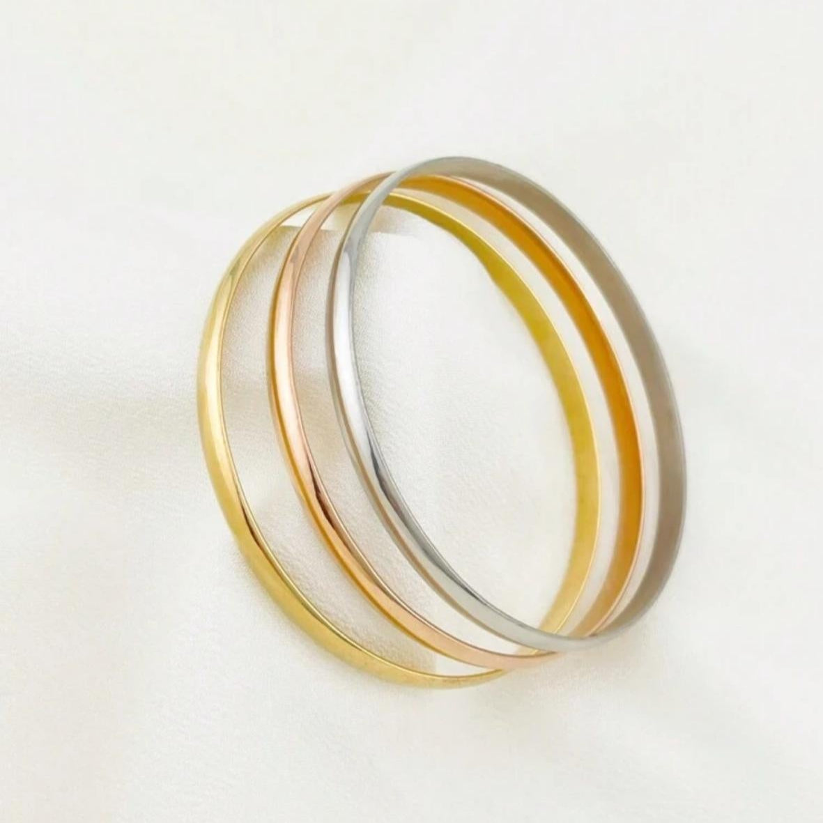 Set de Pulseras Brazaletes de 3 Colores (Oro, Plata y Oro Rosa)