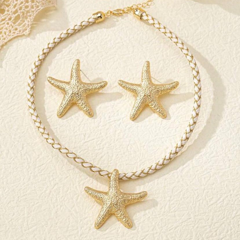 Set De Collar Y Zarcillos De Estrellas De Mar