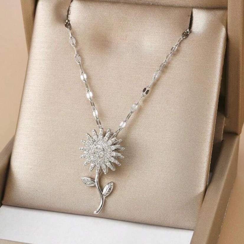 Collar De Girasol Giratorio/Anti Stress Plateado