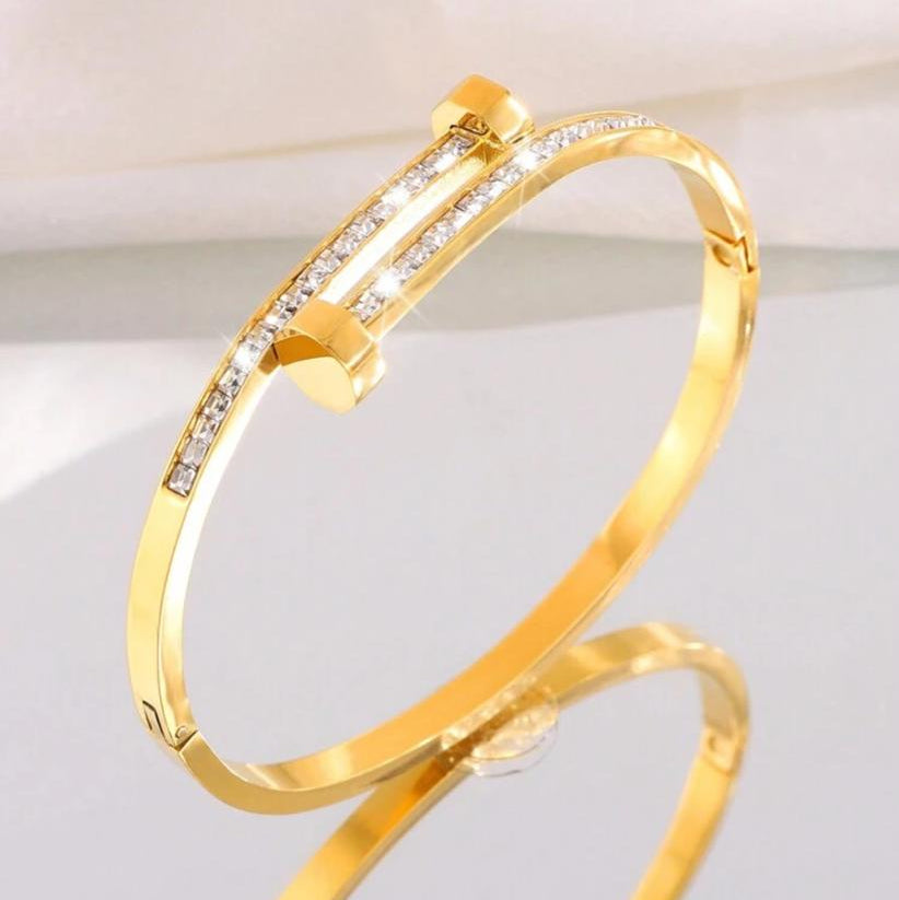 Pulsera Brazalete Tornillo con Diamantes