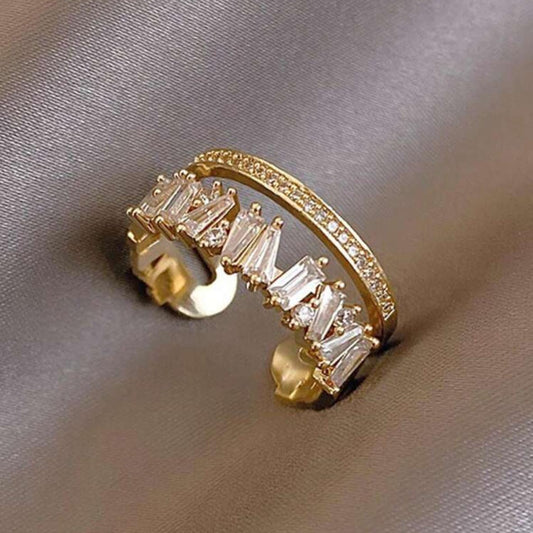 Anillo Doble Aro Con Circonitas Cúbicas Grandes