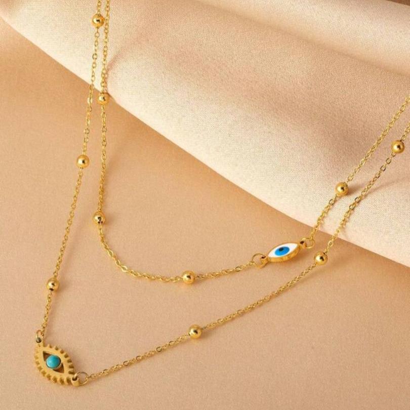 Collar Doble con Ojos Turcos