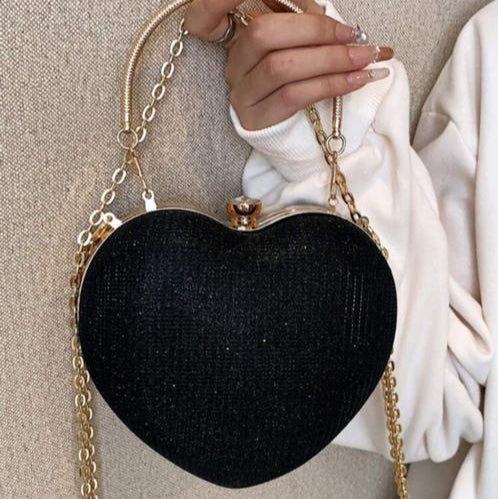 Cartera Clutch en Forma de Corazón Negro