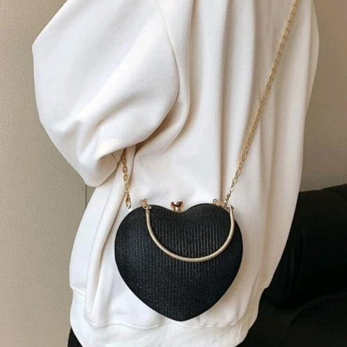 Cartera Clutch en Forma de Corazón Negro