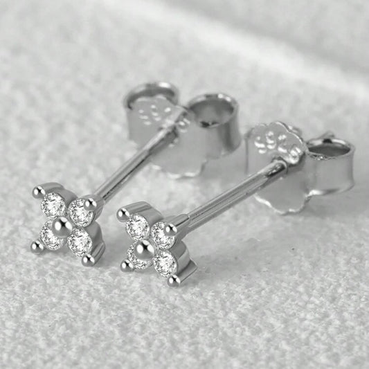 Zarcillos Pequeños Flor Plata 925 Plateados