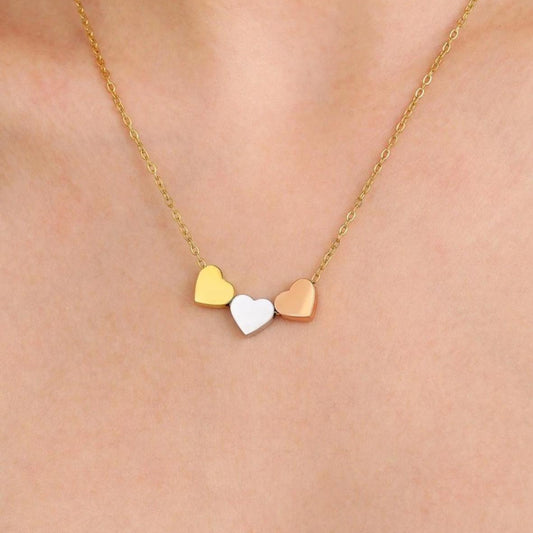 Collar Trío de Corazones (Gold, Plate y Gold Rosé)
