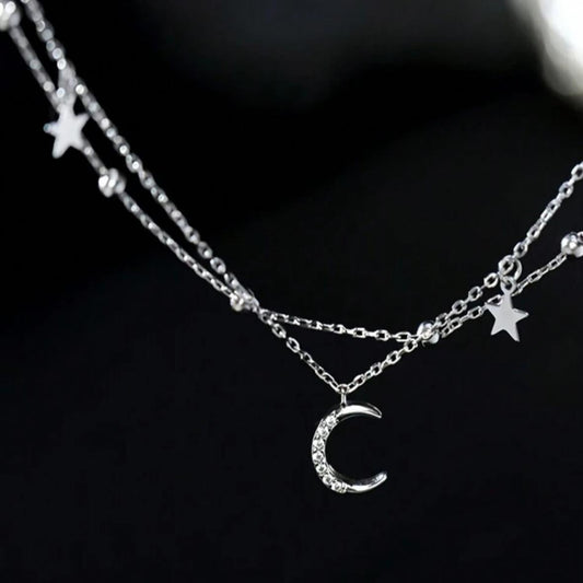 Pulsera - Tobillera de Luna y Estrella de Plata 925