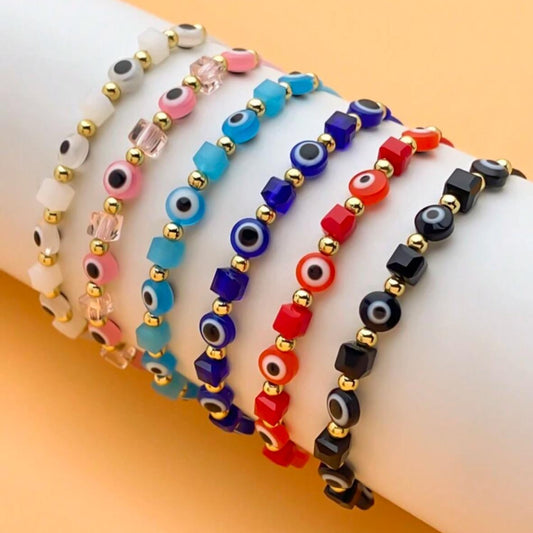 Pulsera Ajustable de Ojos Turcos Varios Colores (Precio Por Unidad)