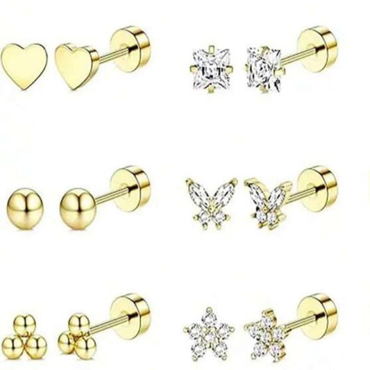 Zarcillos Cierre de Rosca Piercing Variados (Precio Por Un Par)