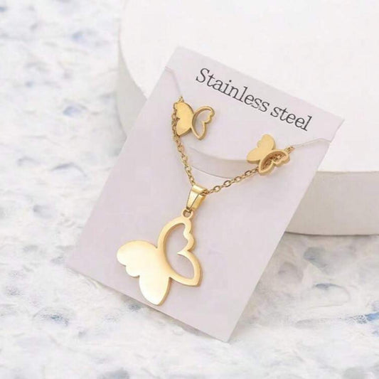 Set De Collar Y Zarcillos de Mariposas (4 Modelos)