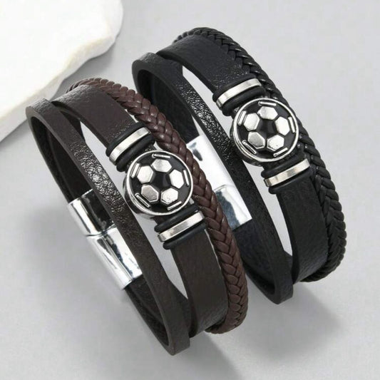 Pulsera De Cuero de Pelota De Fútbol Cierre de Imán