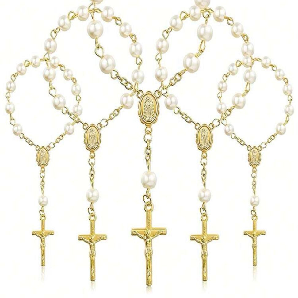 Rosario Denario de Perlas Sintéticas