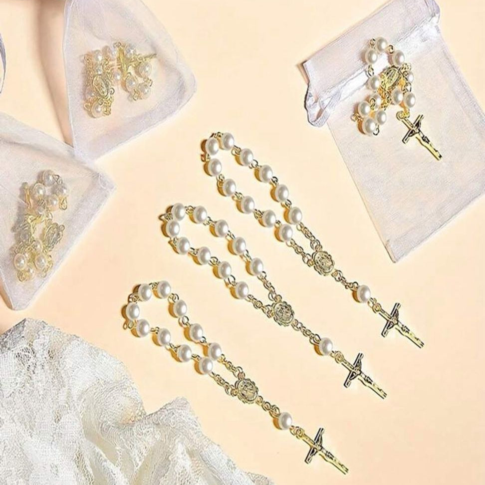 Rosario Denario de Perlas Sintéticas