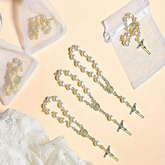 Rosario Denario de Perlas Sintéticas