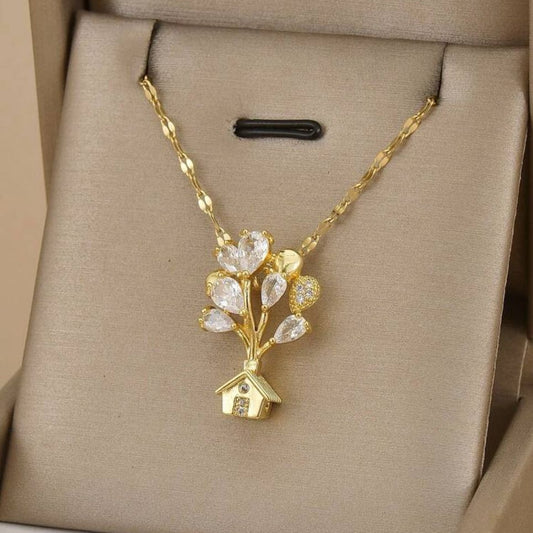 Collar con Casa y Globos con Zirconitas