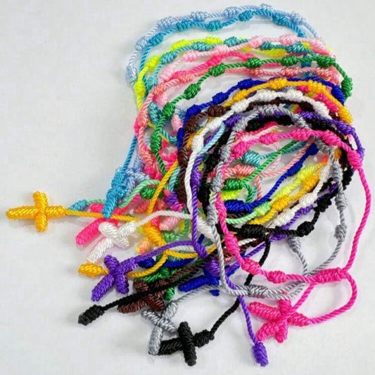 Pulsera con Nudos Franciscanos y Cruz (Varios Colores)