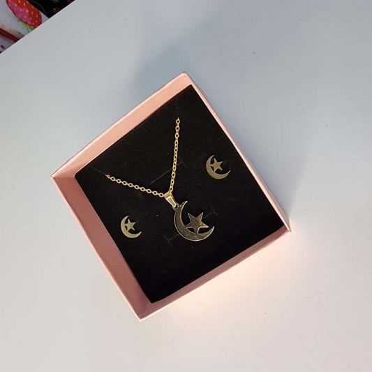 Set De Collar Y Zarcillos de Luna y Estrella