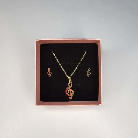 Set De Collar Y Zarcillos de Clave de Sol (Música)