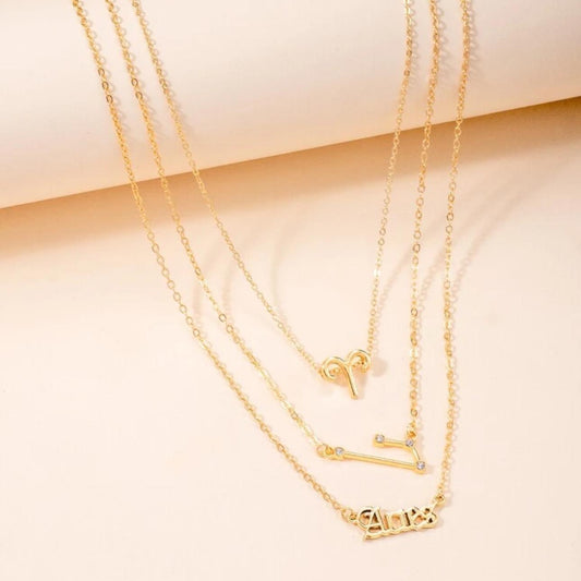 Tres Collares con Signo Zodiacal (Constelación, Símbolo y Escrito)