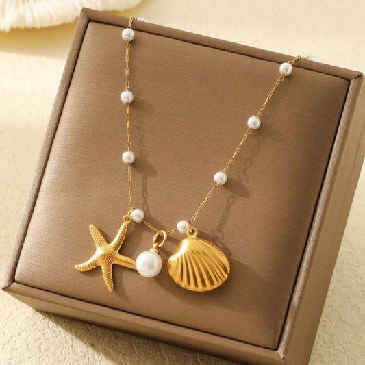 Collar de Perlas con Estrella y Concha