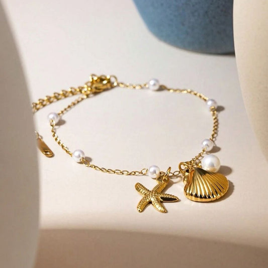 Pulsera con Perlas, Estrella y Concha