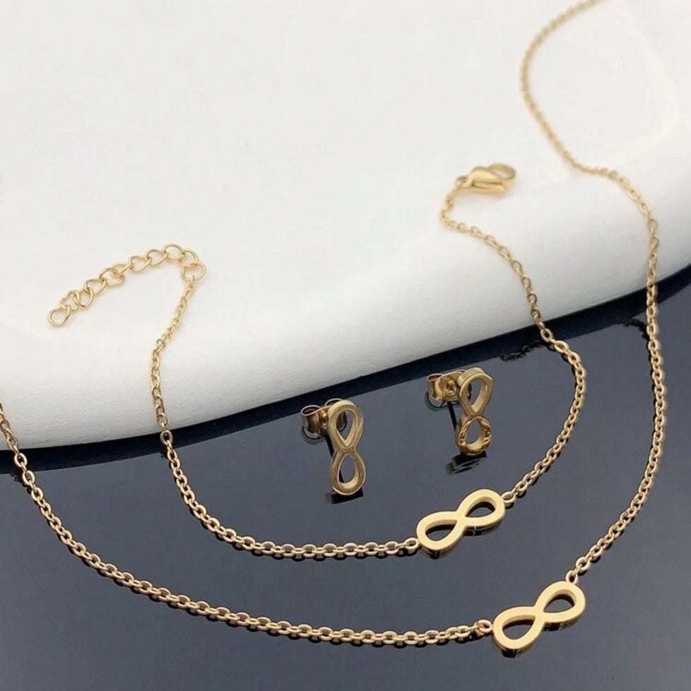 Set de Collar, Zarcillos y Pulsera Infinito