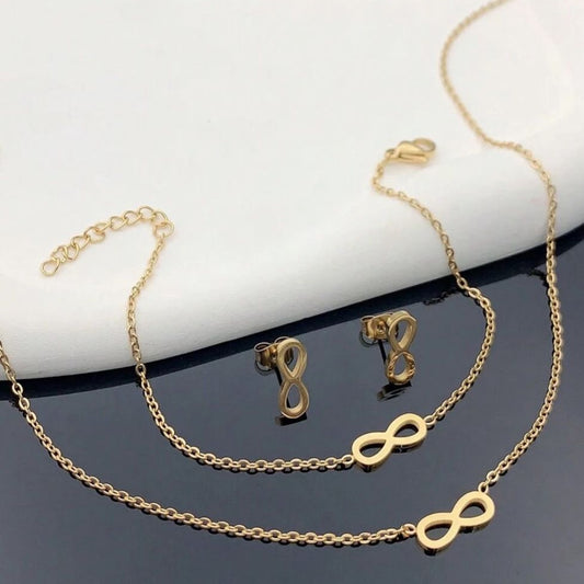 Set de Collar, Zarcillos y Pulsera Infinito