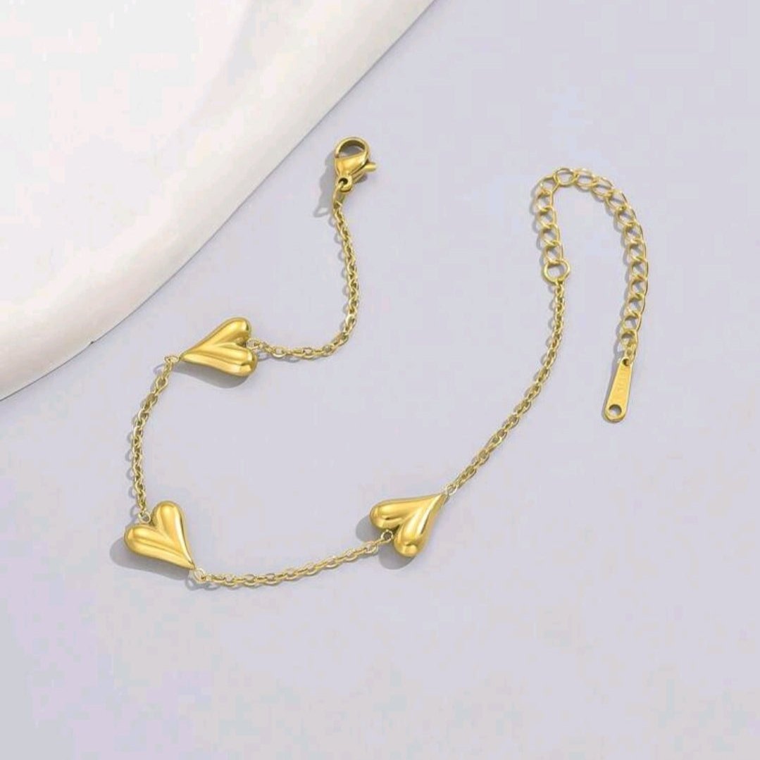 Pulsera Con 3 Corazones