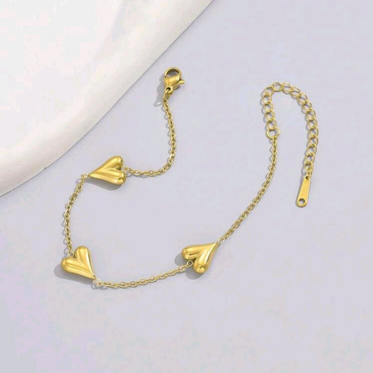 Pulsera Con 3 Corazones