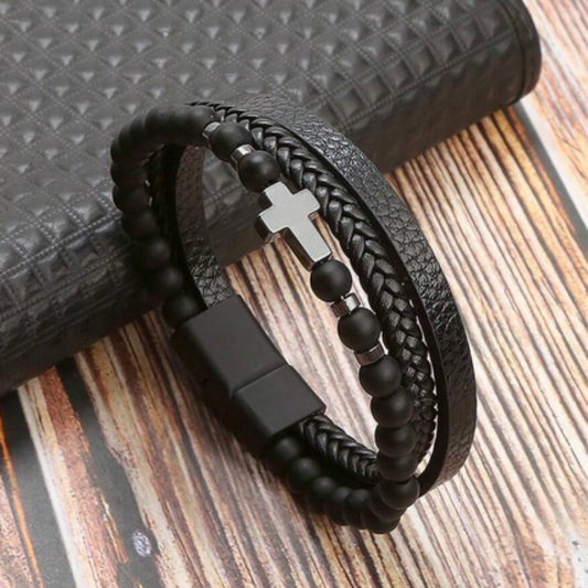 Pulsera Con Cruz Para Caballero