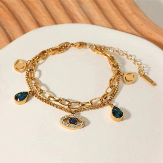 Pulsera de Ojos Turcos con Gotas Azules