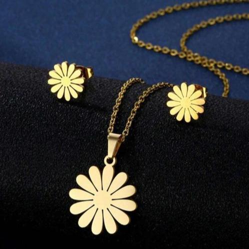 Set De Collar Y Zarcillos Con Margarita